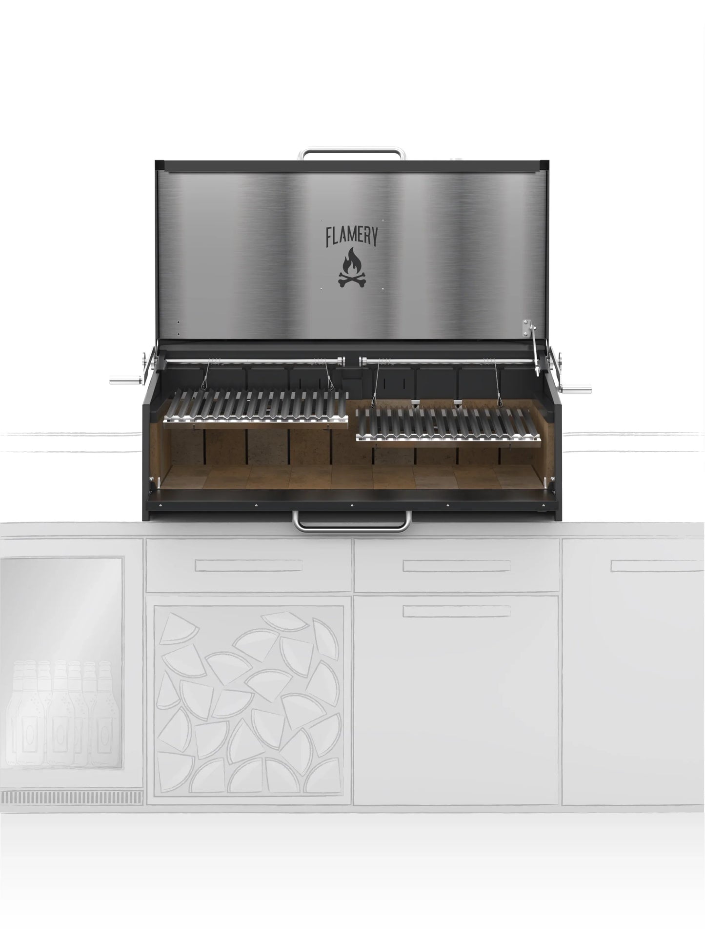 Flamery Large Asado BBQ with Split Grill and Firebox