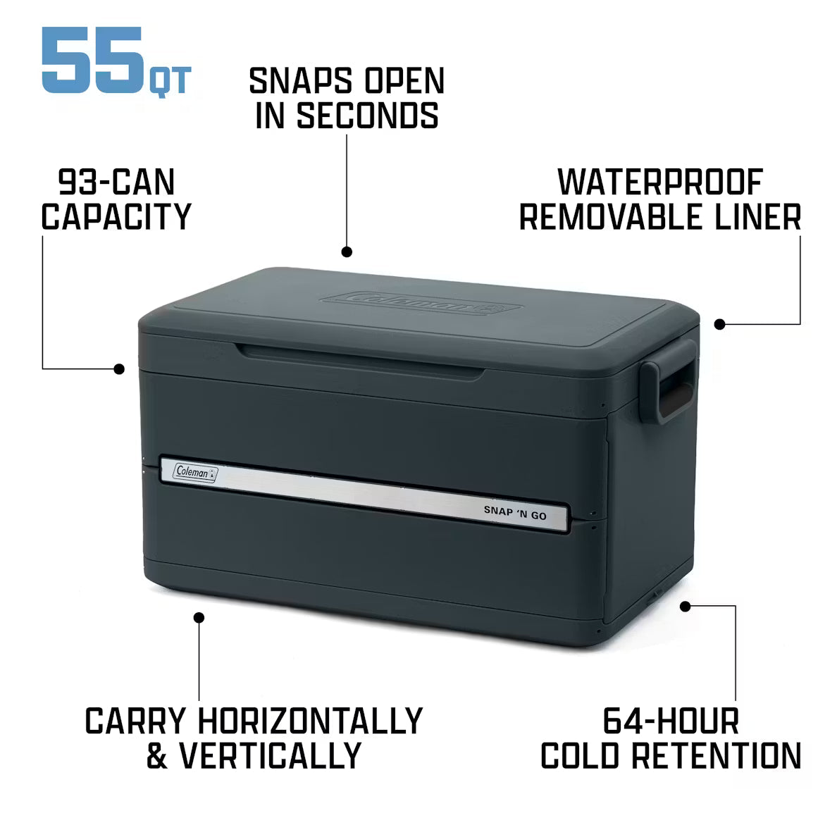 Coleman 55qt Snap N Go Cool Box - Blue Sapphire
