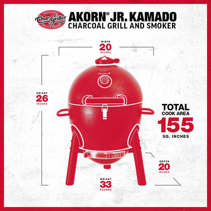 Char-Griller Black Akorn Junior Kamado Charcoal BBQ