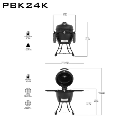 Pit Boss K24 24 (60cm) Black Ceramic Kamado BBQ with Cover