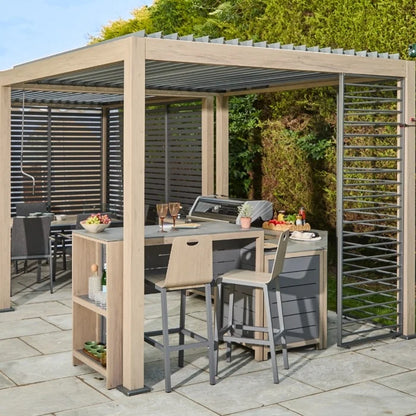 Sanctuary Birch Deluxe Outdoor Kitchen Bar Table and Bar Stools